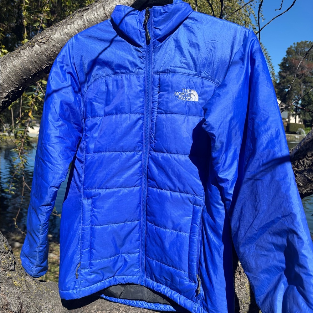 THE NORTH FACE Bright Blue Mock Neck Quilted Puffer Jacket S/P